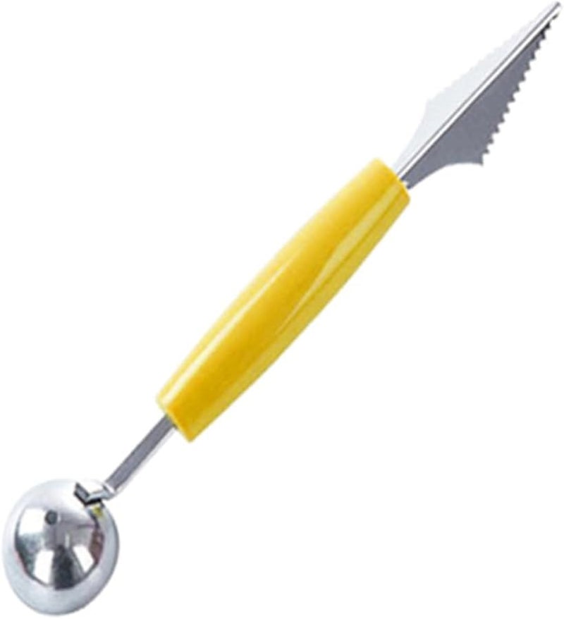 Stainless Steel Double End Fruit Scoop Spoon Wavy Carving Tool for Melon Mango - Image 1